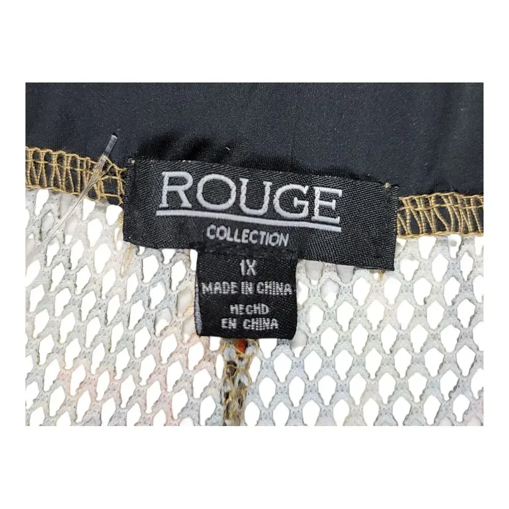 Rouge Mesh Floral Bell Bottom Pants Set Tie‎ Front Crop Top Boho Women's Size 1X